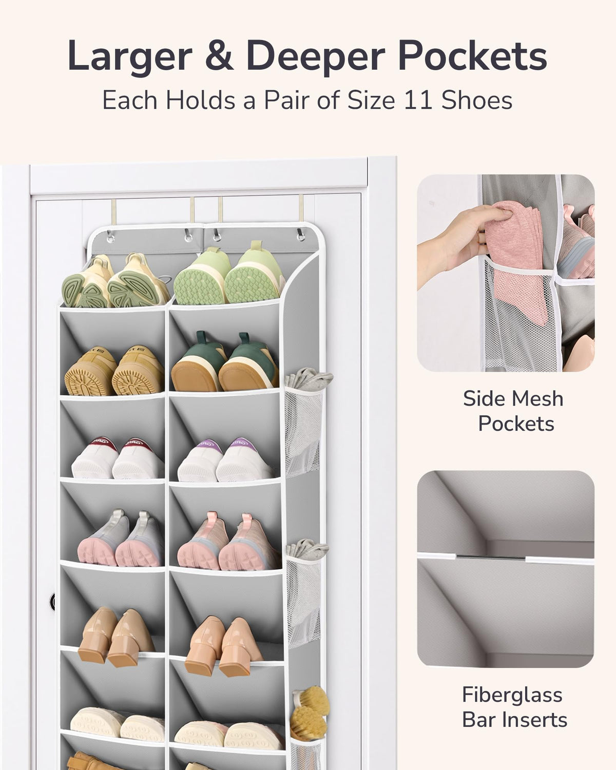 ULG Over The Door Shoe Organizer oxford fabric offers durability and long life.