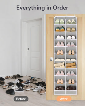 ULG Over The Door Shoe Organizer up-open design allows easy access to pockets.