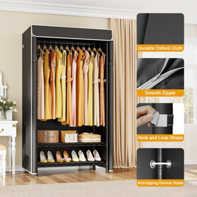 ULIFHOME H5C adjustable shelves and hanging rod maximize wardrobe organization.