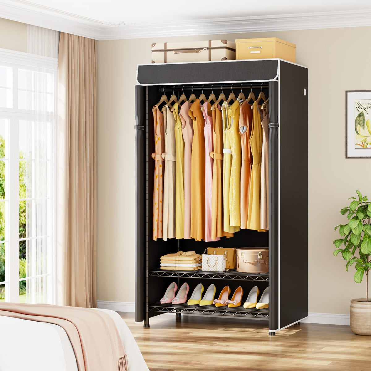ULIFHOME H5C dustproof cover with zipper keeps garments clean and accessible.