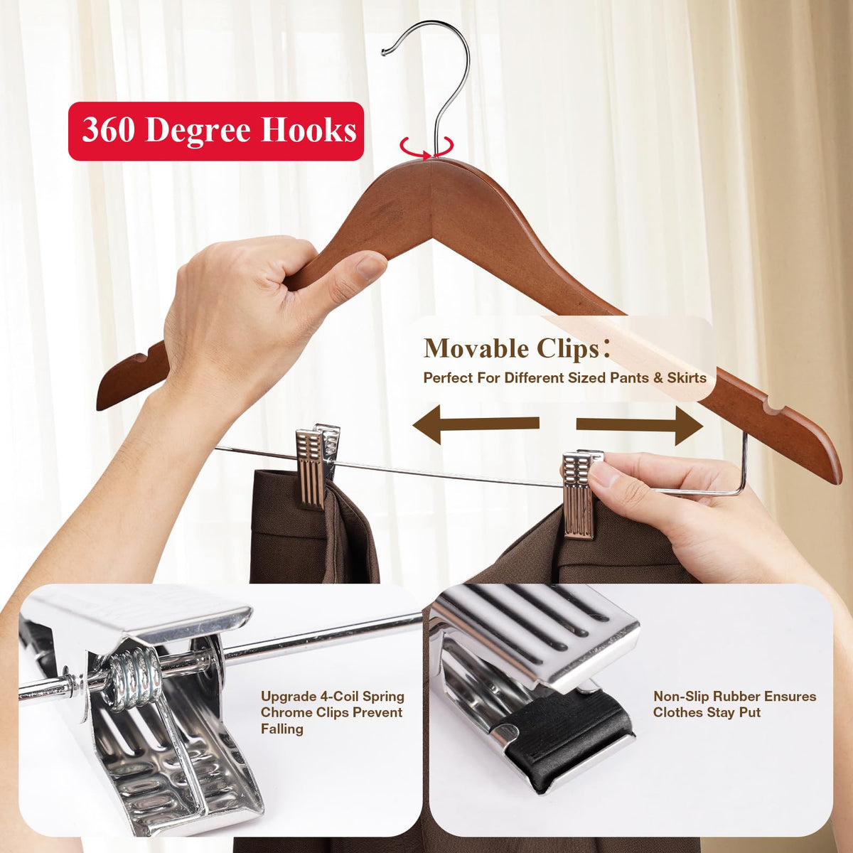 Ulimart adjustable clips with rubber padding prevent slipping and fabric marks.
