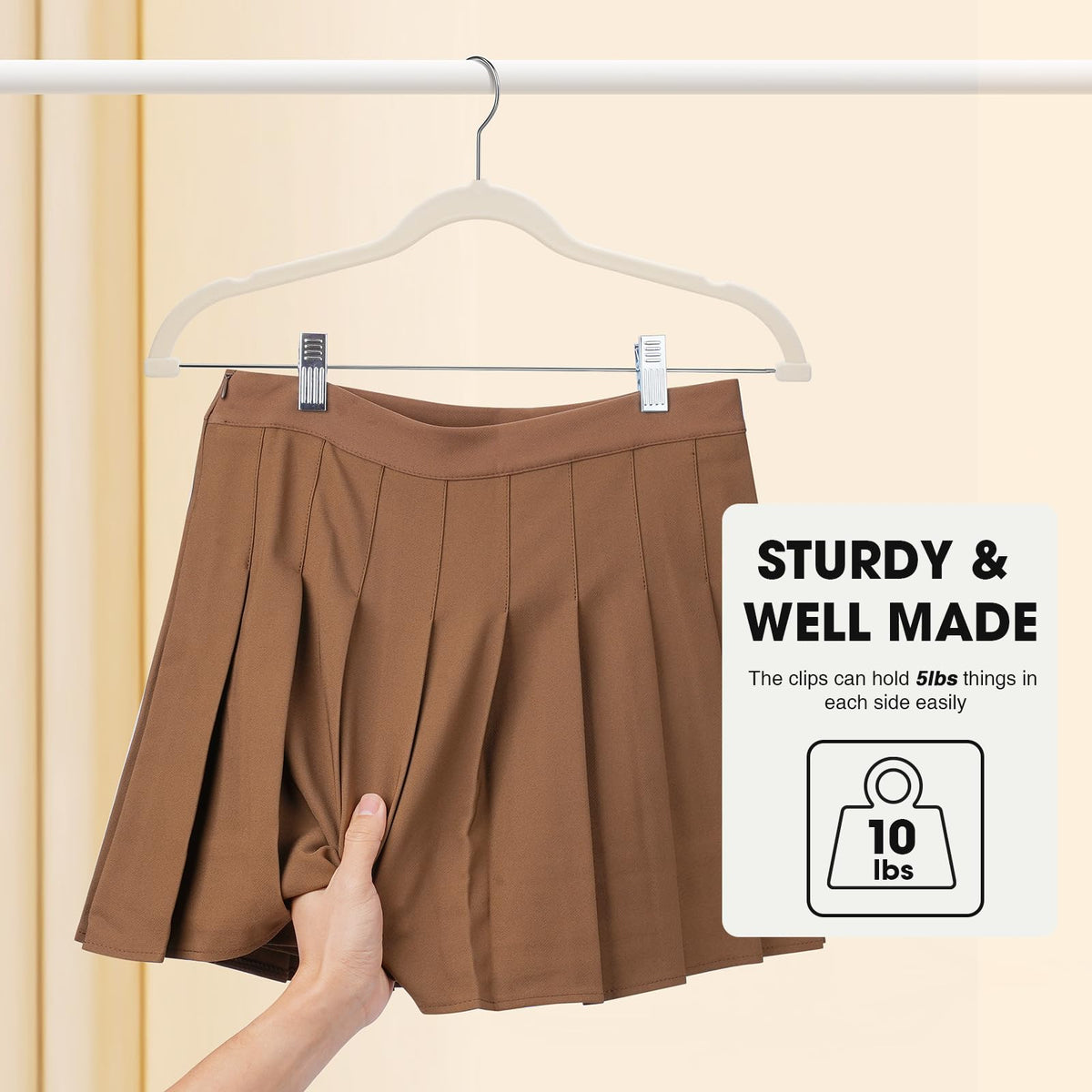 Ulimart durable metal bar with non-slip velvet for secure garments