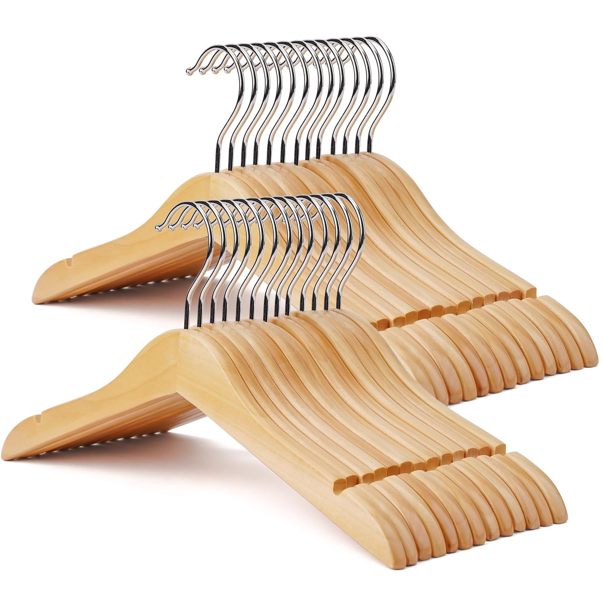 Ulimart Kid Hangers natural wood with shoulder grooves securing tops in place