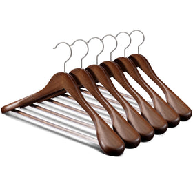 Ulimart walnut wooden suit hanger with wide shoulders for structured jackets.