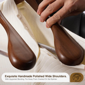 Ulimart wide-shoulder wooden hangers ideal for suits and coats.