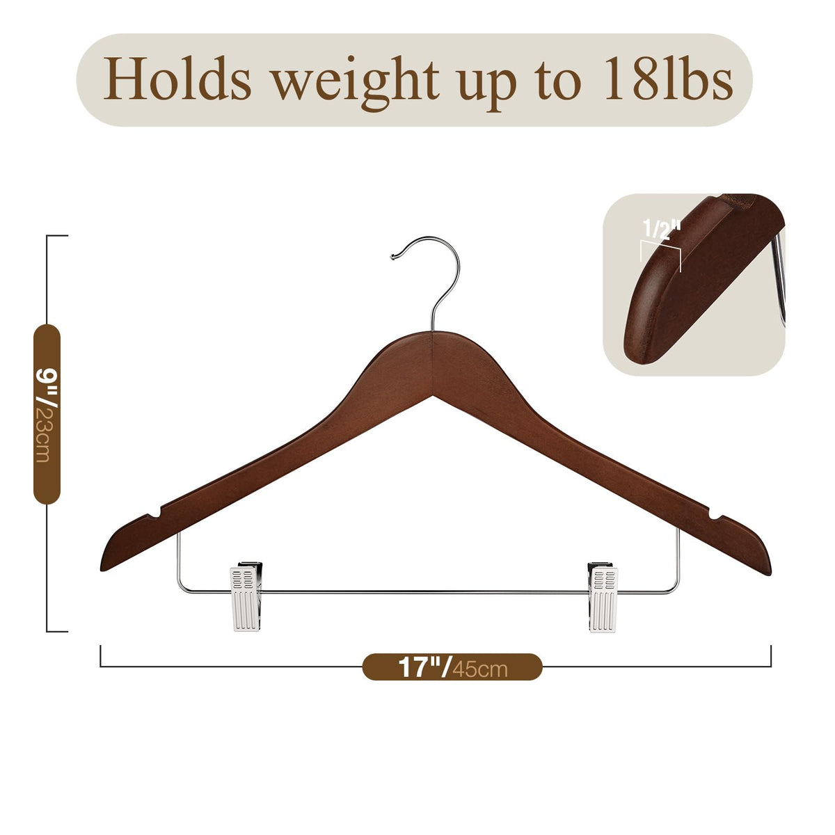 Ulimart wooden clip hangers keep long pants neatly aligned.