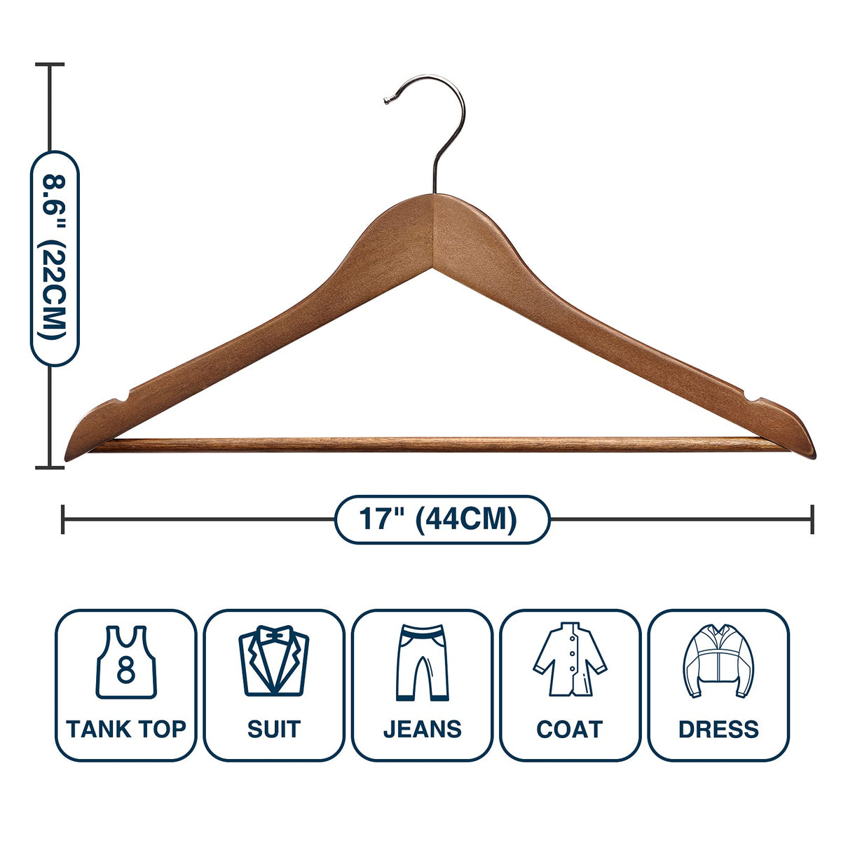 Ulimart wooden hangers 20-pack grooves-for-tank-tops organize tops and accessories