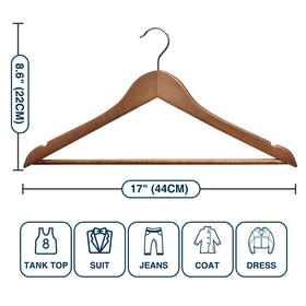 Ulimart wooden hangers 20-pack grooves-for-tank-tops organize tops and accessories