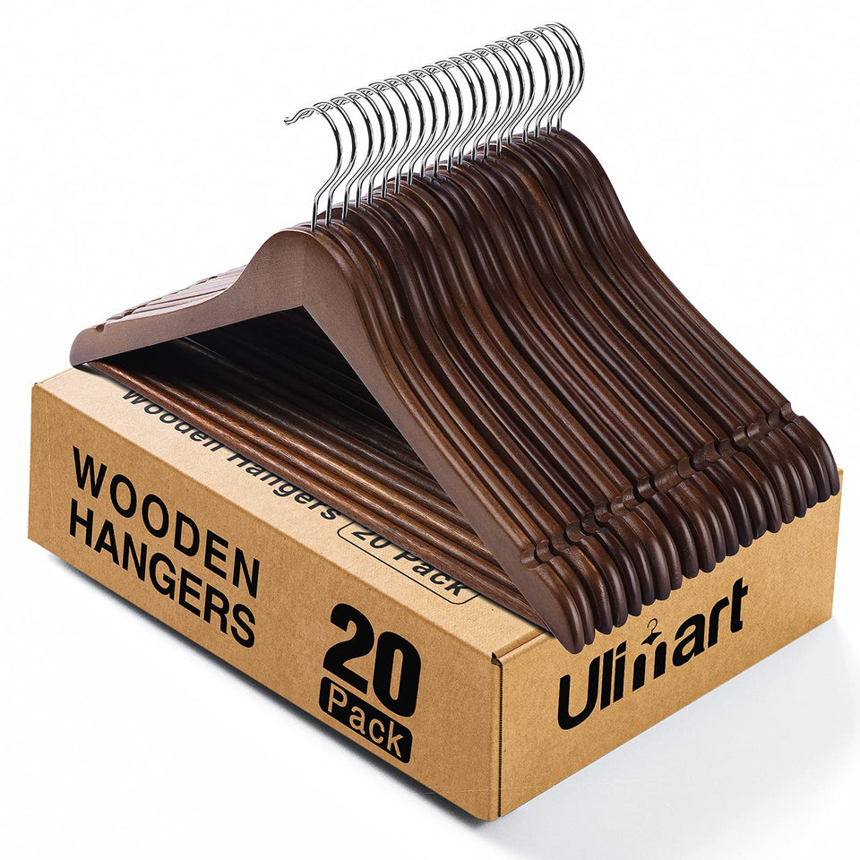 Ulimart wooden hangers 20-pack shoulder-design for durable jackets and suits