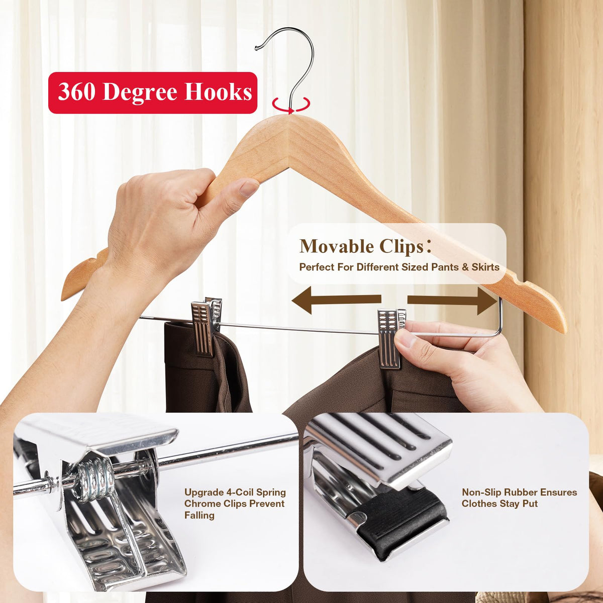 Ulimart adjustable clip hangers with rubber padding prevent slipping