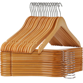 Ulimart wooden hanger pack 20 natural finish for shirts and dresses.