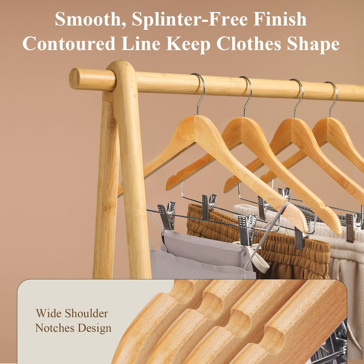 Ulimart wooden hangers with clips show strong clamps for secure garments