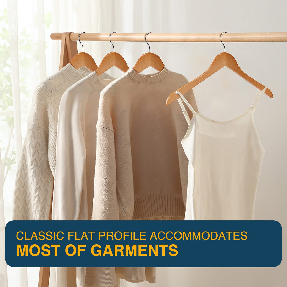 Ulimart wooden hanger design showing visible wood grain for refined closet.