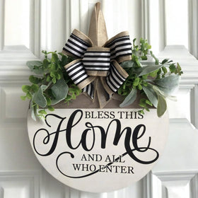 ULIOMU welcome sign for front door with rustic round wood, enhances curb appeal