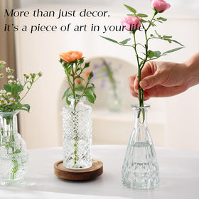 Ulodimi crystal bud vases clear glass 20pcs ideal for floral displays.