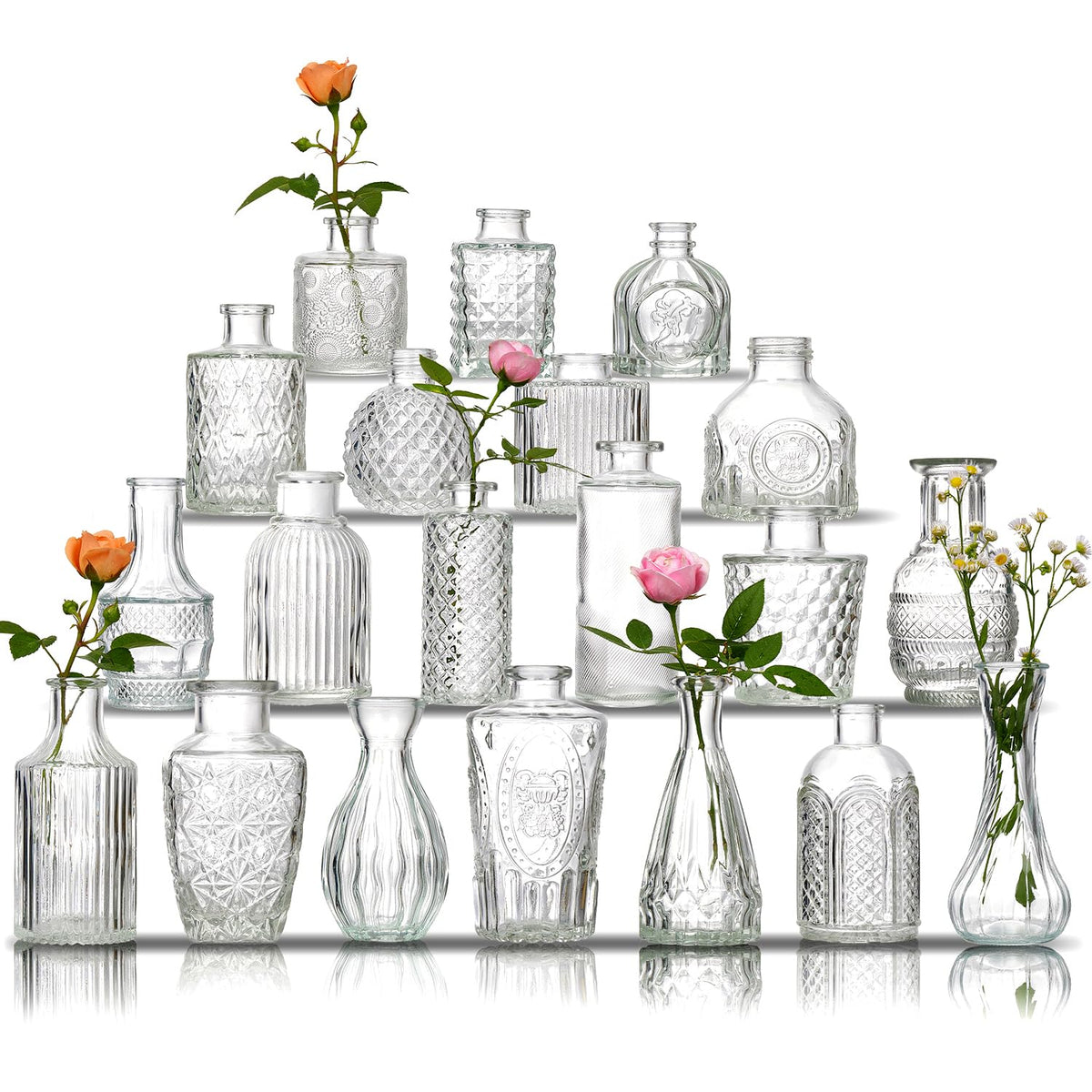 Ulodimi Glass Bud Vase Set 20 centerpieces with crystal clarity for elegant table décor.