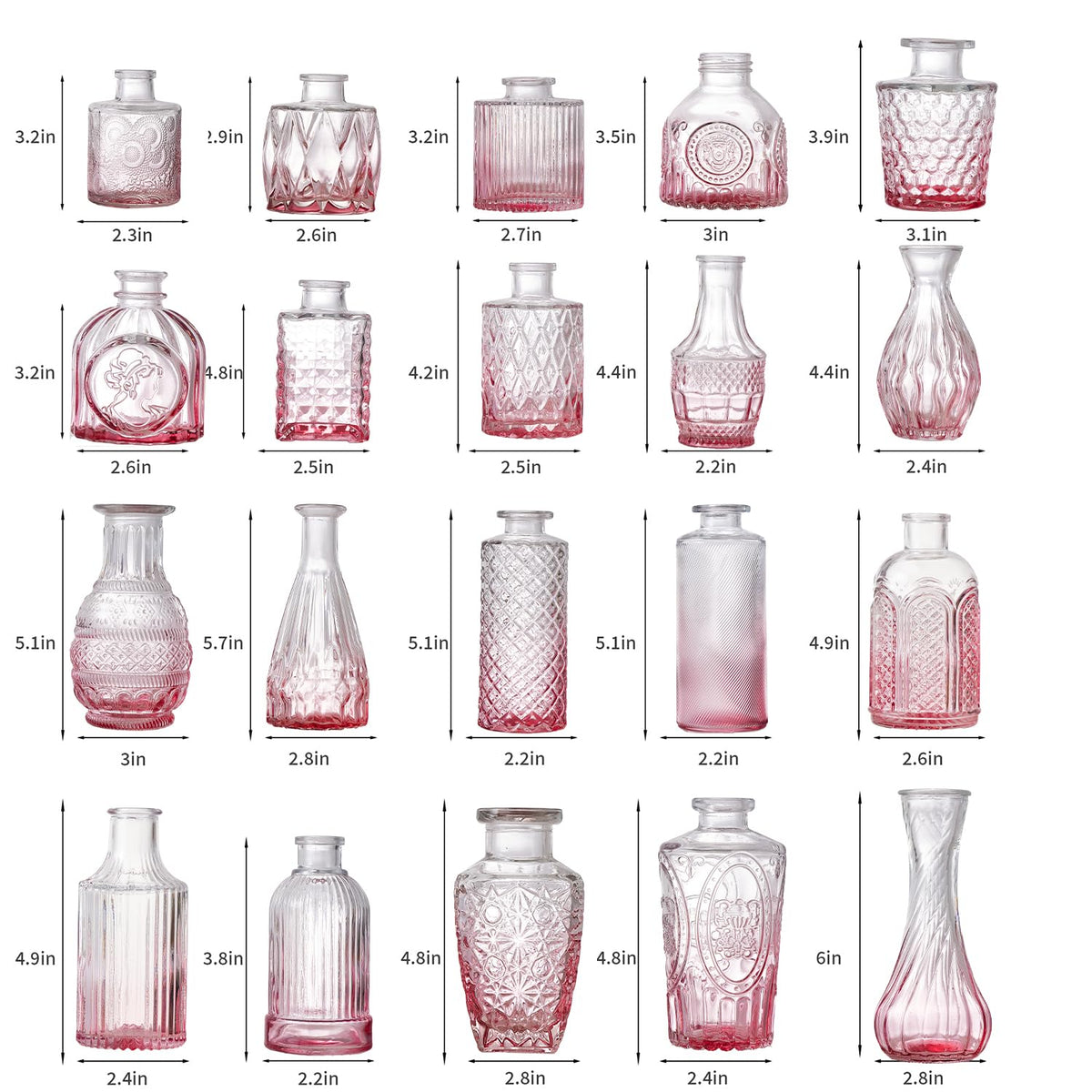 Ulodimi crystal bud vases pink variant create elegant celebrations