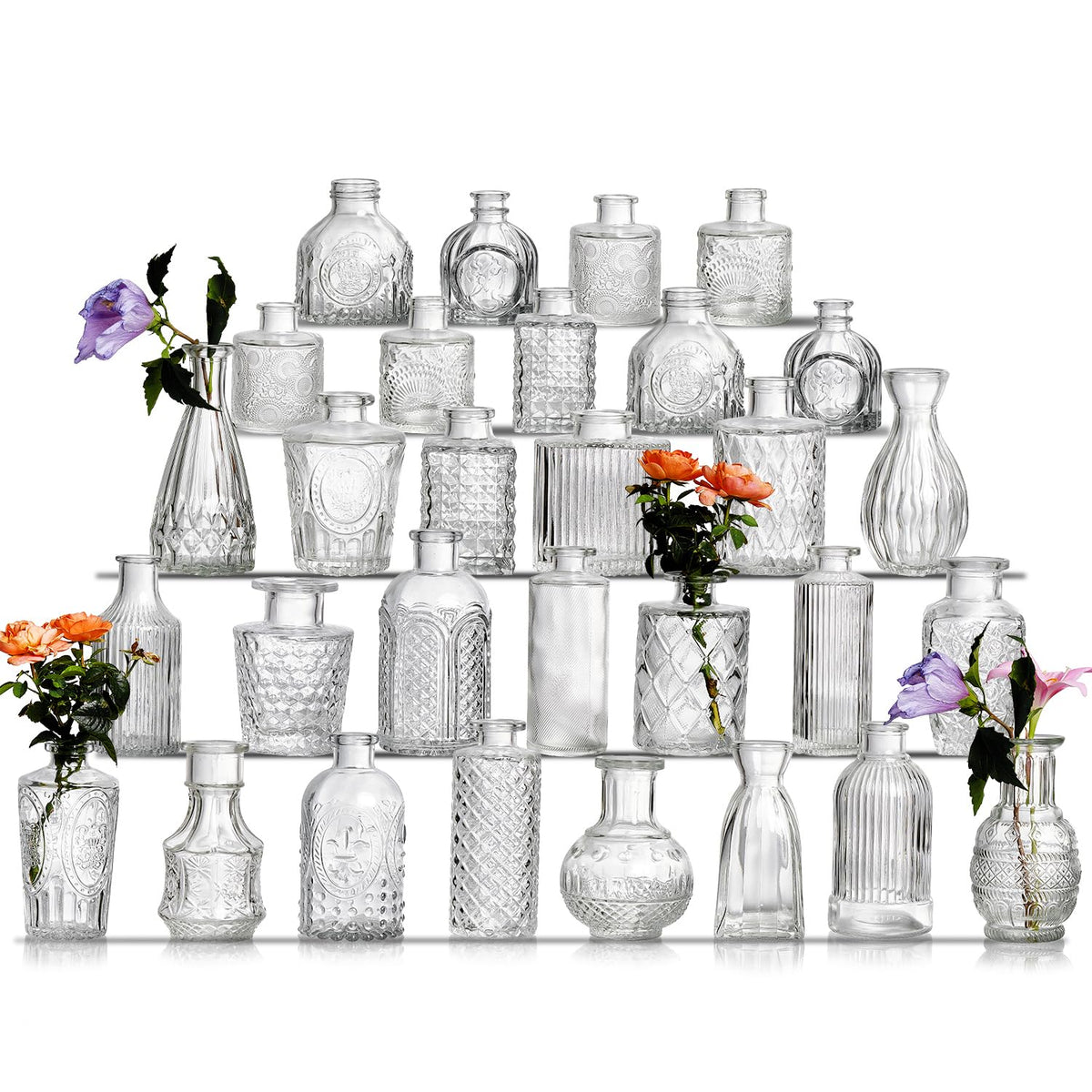 Ulodimi glass bud vase set of 30 for elegant centerpieces.