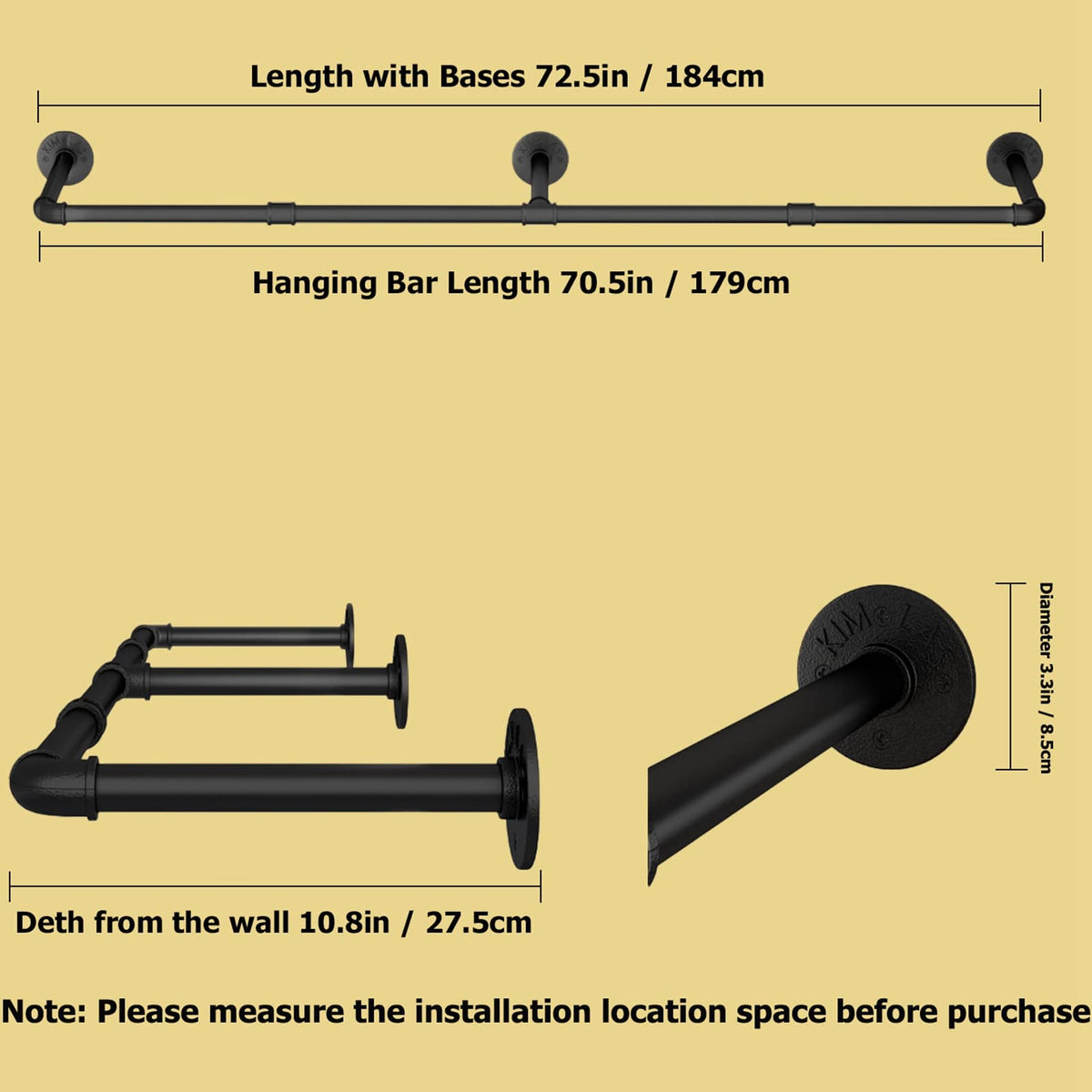 UlSpeed heavy-duty detachable garment bar in action for hanging coats and shirts.