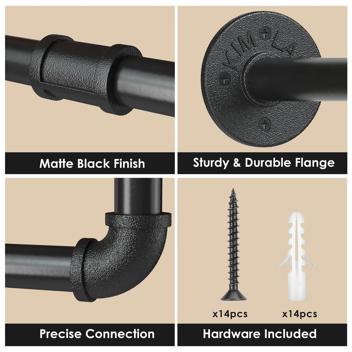 UlSpeed sturdy malleable iron construction supporting daily wardrobe needs.