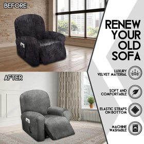 ULTICOR velvet recliner cover protects and refreshes an older recliner