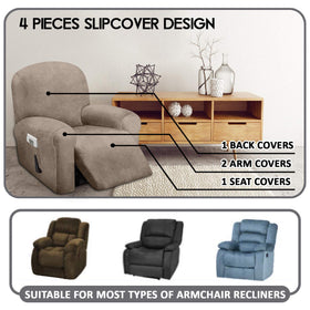 ULTICOR velvet recliner cover arm piece right for secure fit and plush comfort.