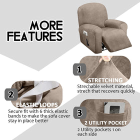 ULTICOR velvet recliner cover center back piece offers complete four-piece transformation.