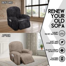 ULTICOR velvet recliner cover four-piece set transforms your chair with ease.