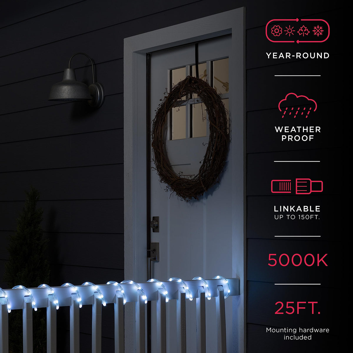 UltraPro Escape Rope Light creates crisp accents along garden paths and landscapes