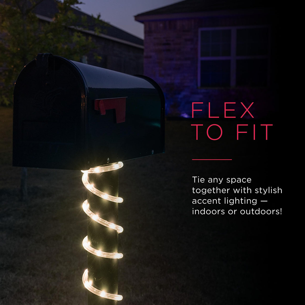 UltraPro Escape rope light along a deck railing creates defined outdoor living.