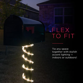 UltraPro Escape rope light along a deck railing creates defined outdoor living.