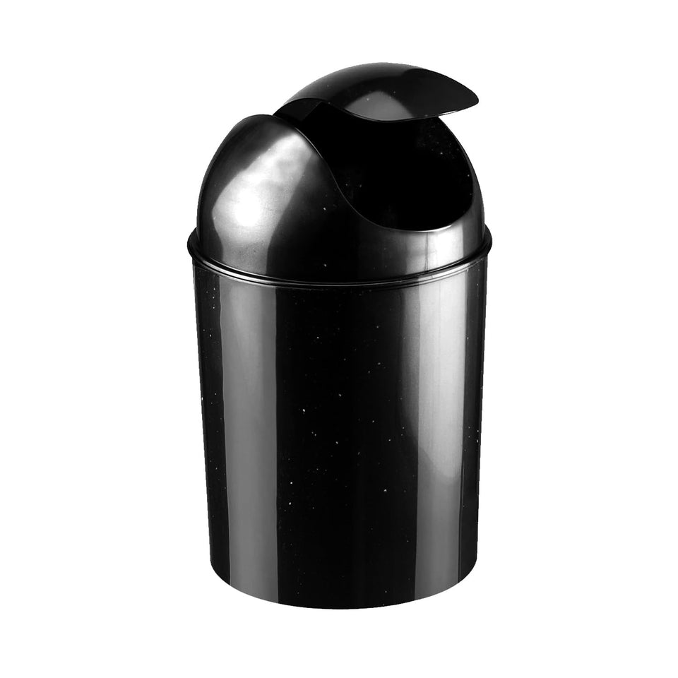 Umbra 1.25-Gallon Mini Waste Can with Swing-Top Lid fits small spaces and discreetly contains trash.