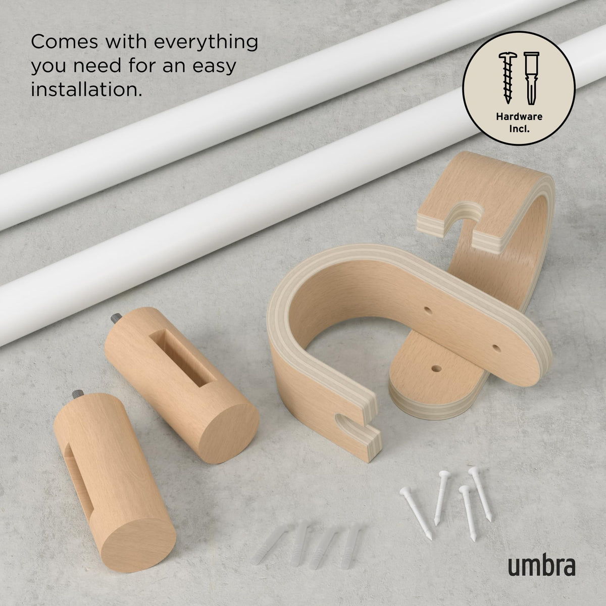 Umbra Bellwood center-support bracket for maximum weight stability