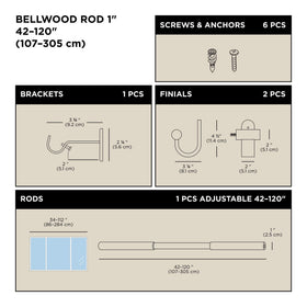 Umbra Bellwood extended rod demonstrates versatile 42 to 120 inch length