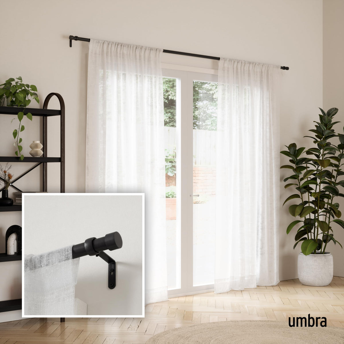 Close-up of the brushed black finish on Umbra Cappa