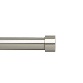Umbra Cappa curtain rod assembled in nickel finish for a clean, modern look.