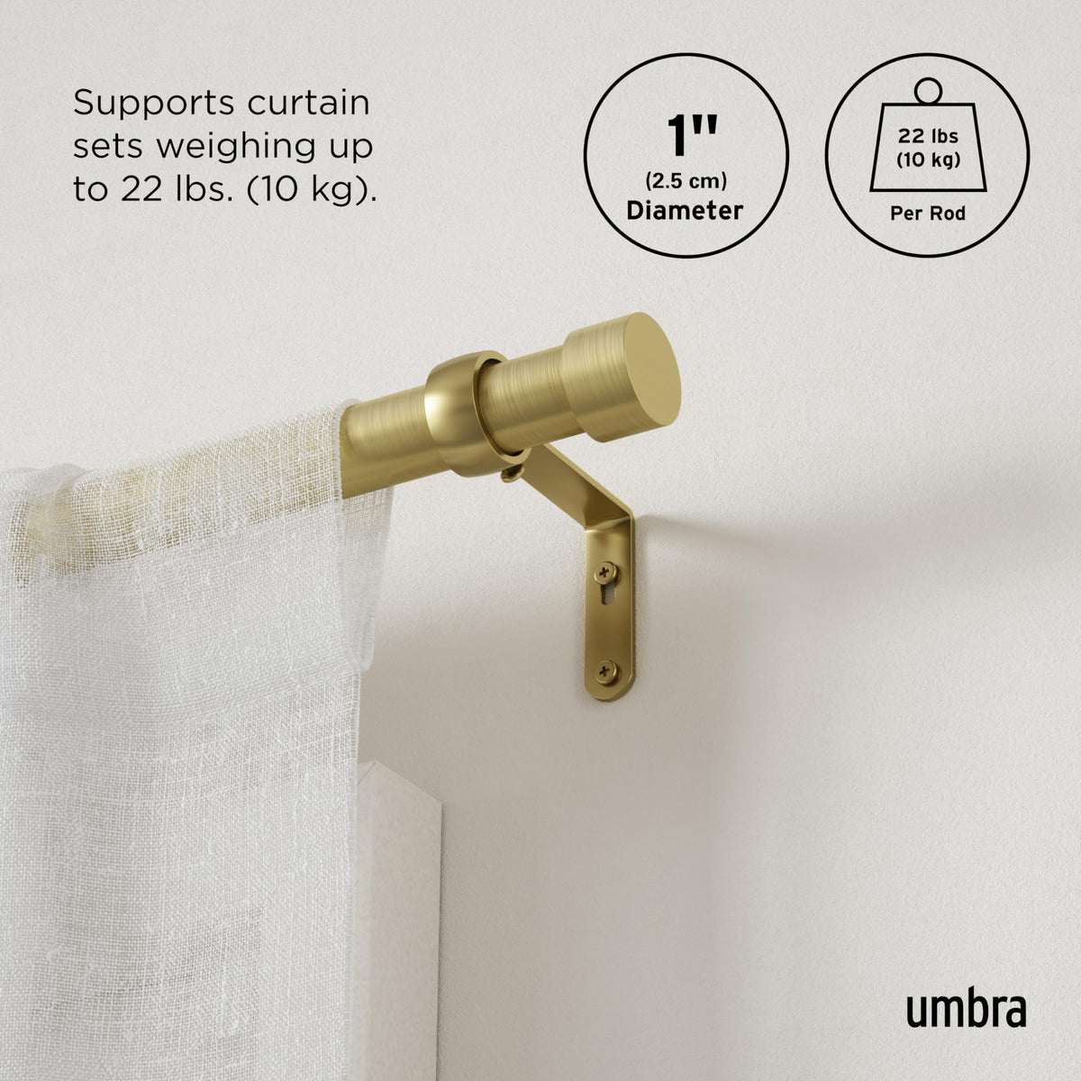 Umbra Cappa extendable rod fits 36 to 66 inches with reliable adjustability