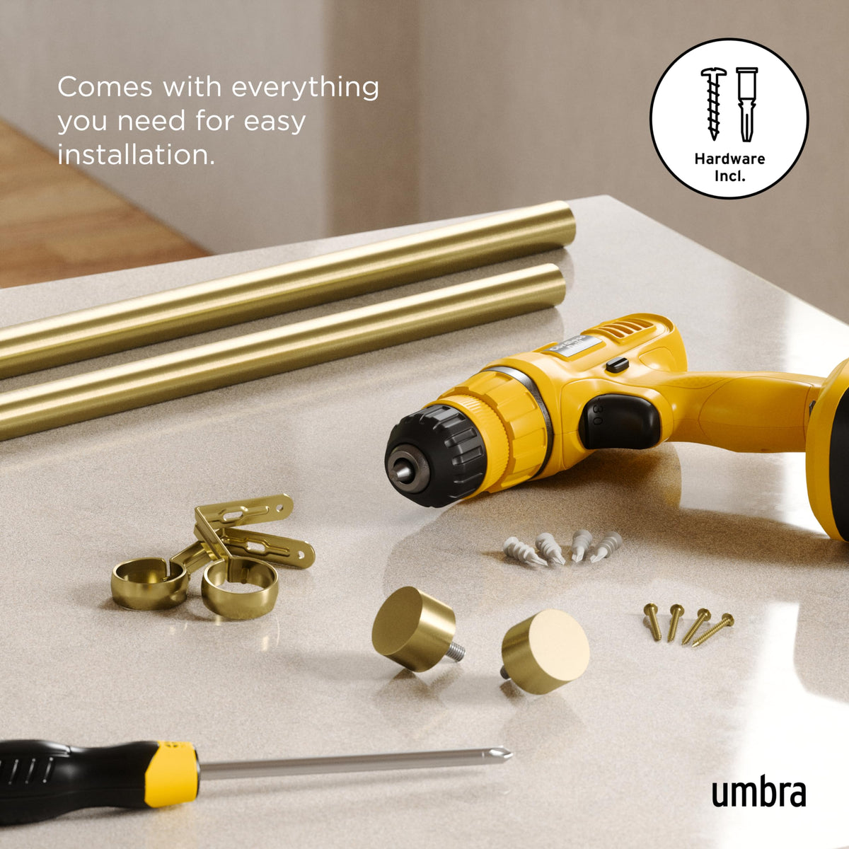 Close-up of Umbra Cappa gold finish showing modern detailing