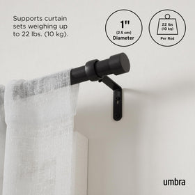 Umbra Cappa hardware with anchors ensures dependable curtain support.
