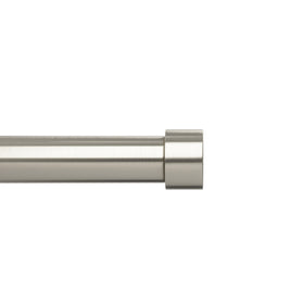Umbra Cappa curtain rod in nickel finish shows adjustable length for a precise fit.