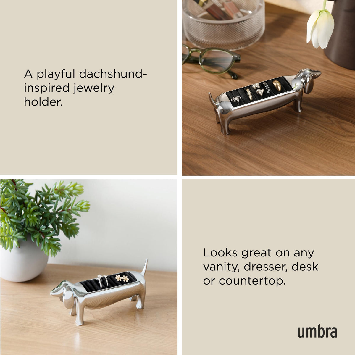 Hand-finished metal with unique shine adds character