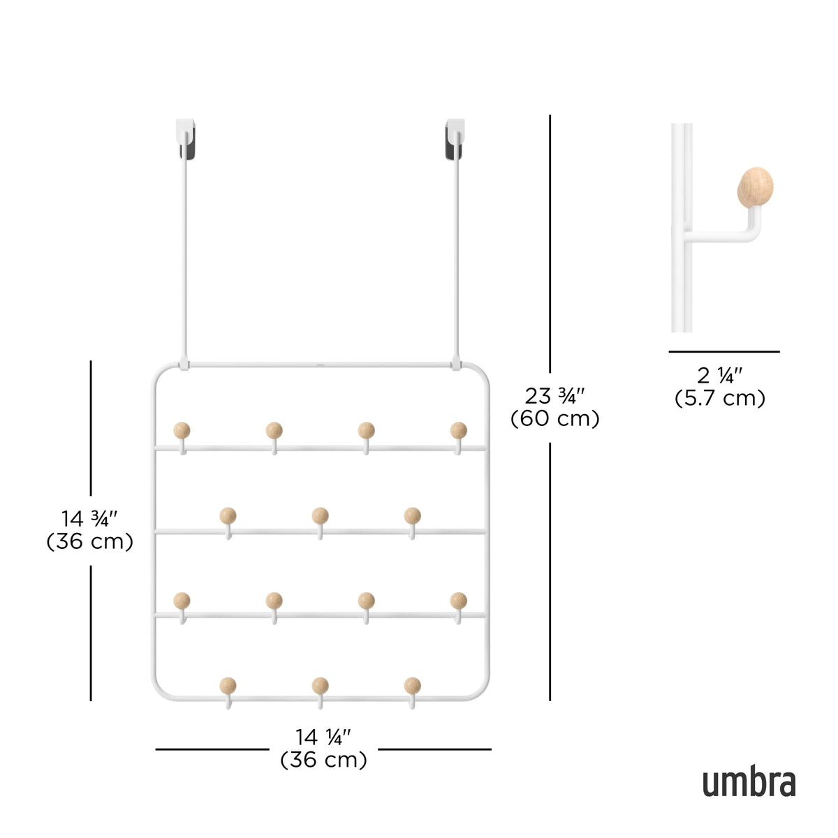 Umbra Estique features snag-free hooks to protect fabrics and accessories.