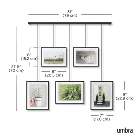 Umbra Exhibit wall-mount hardware minimizes wall damage while securing frames.