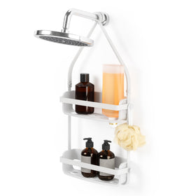 Umbra Flex front view showing two wide shelves for large bottles.