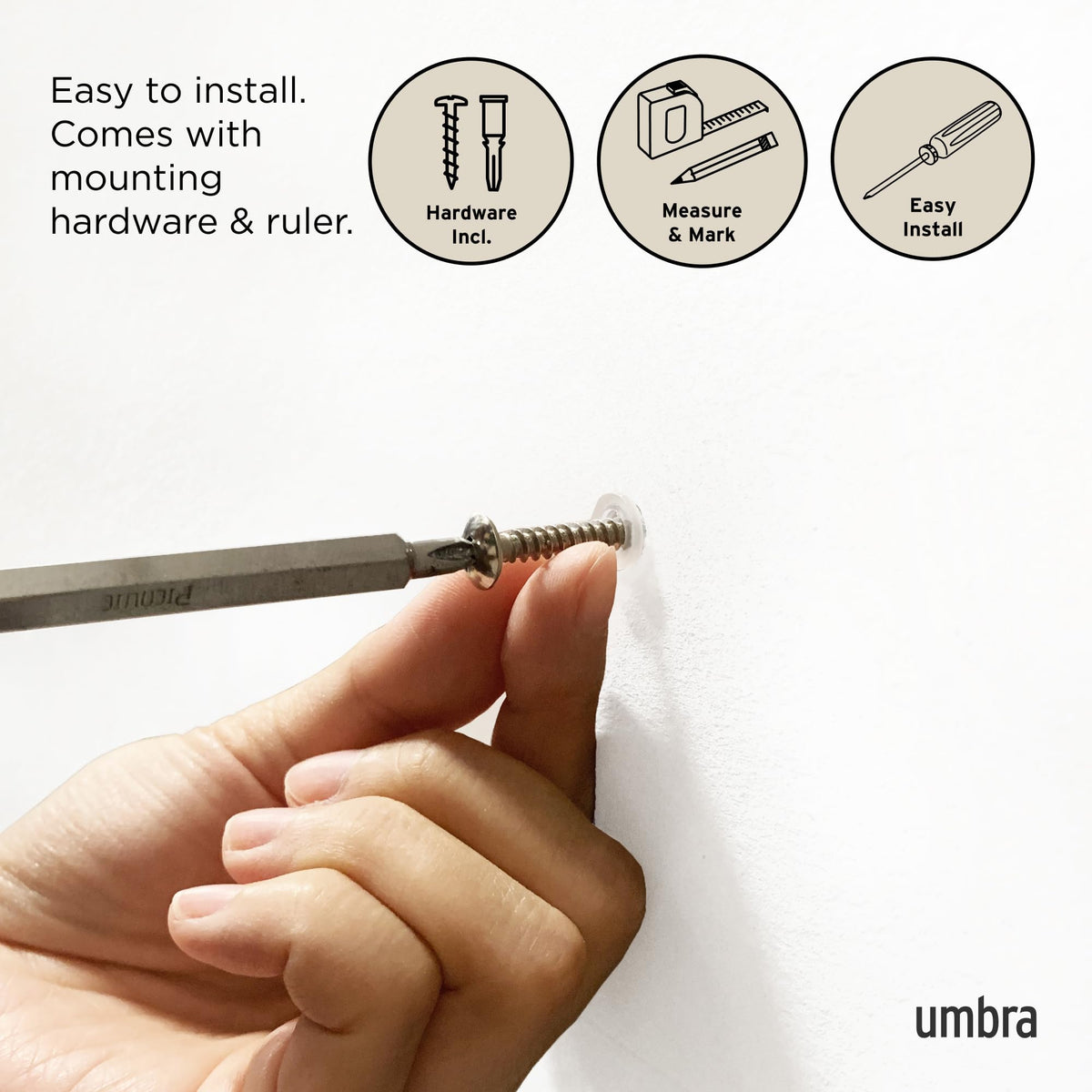 Umbra Flip white-nickel finish complements contemporary decor.