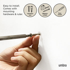 Umbra Flip white-nickel finish complements contemporary decor.