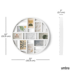 Umbra Luna features a large 23-inch diameter frame for bold wall art.