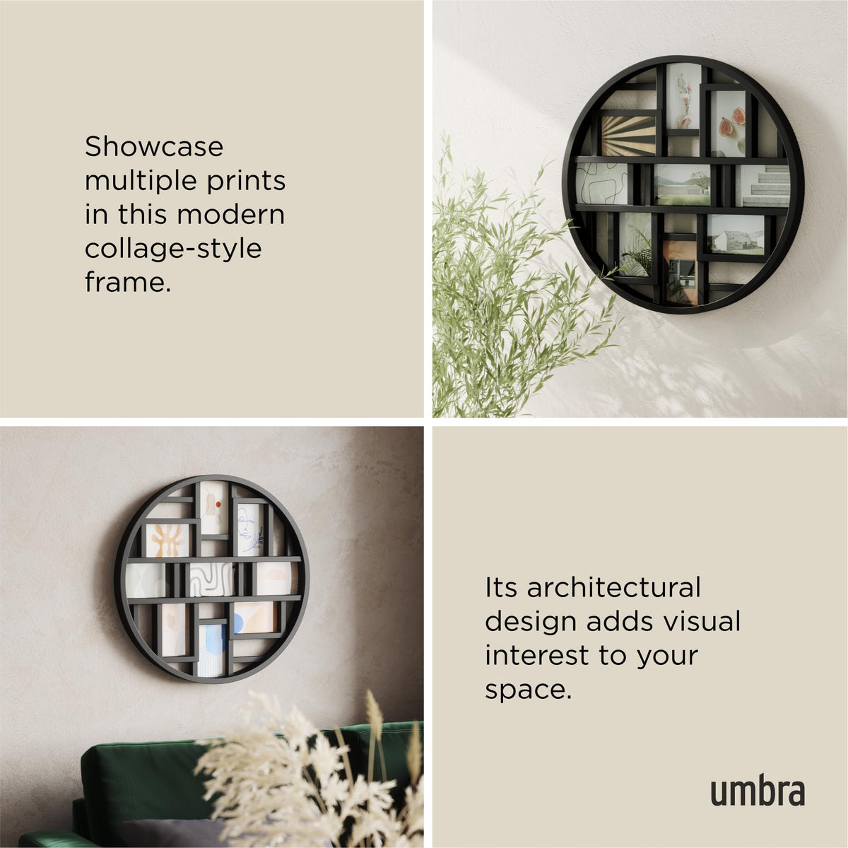 Umbra Luna solid backing supports quick photo changes and clean swaps.