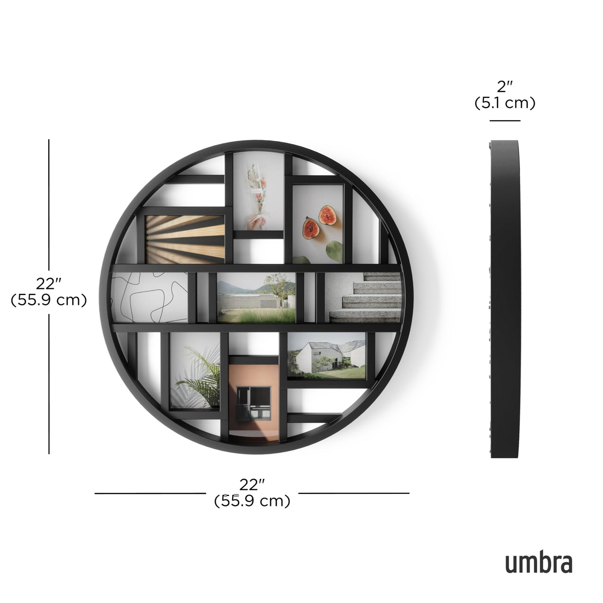Umbra Luna black polypropylene frame blends modern style with easy photo swaps.