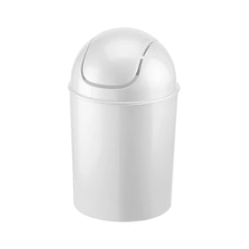 Umbra Mini swing-top waste can white, close-up of the lid for easy disposal